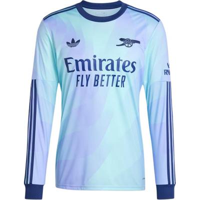Maglia da calcio casual retrò Originals Arsenal 24/25 a maniche lunghe con terzo logo Uomo Tops Verde acqua trasparente IS8138