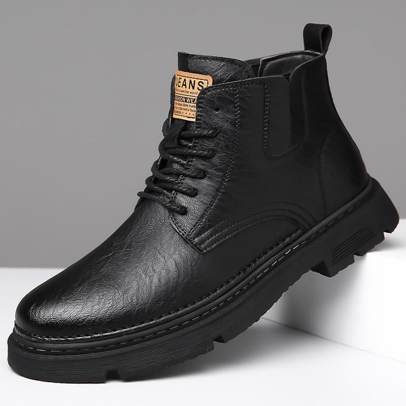 

2025 autumn season new men s leather shoes men s single shoes trend big head round head shoes tooling boots Martin boots 2025 38