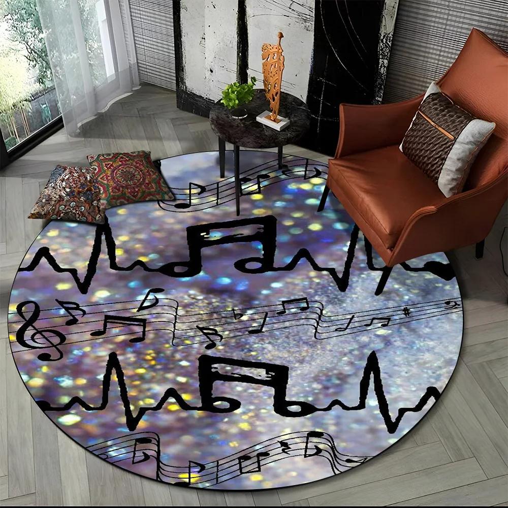 3D Musical Note Piano Art Round Carpet Rug for Living Room Bedroom Child Playroom Chair Decor,Pet Area Rug Non slip Floor Mat