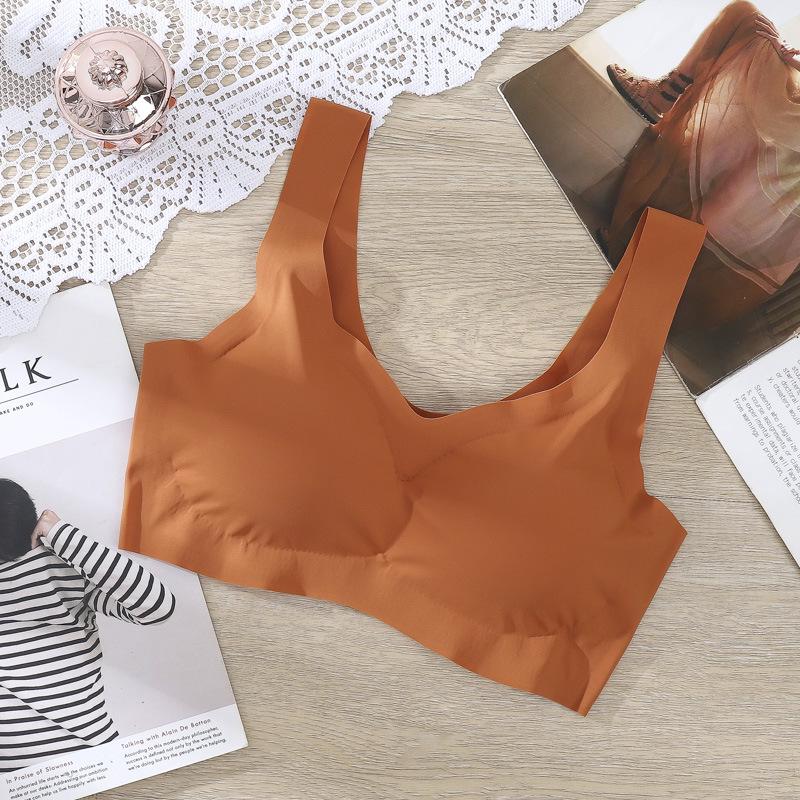 

Бесшовный беспроводной спортивный бюстгальтер Anxin для женщин больших размеров - Ударопрочное йога-белье XXL оранжевый