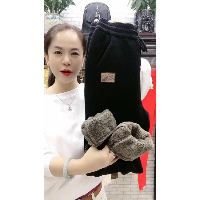 

Женские осенне-зимние теплые спортивные штаны с высокой талией и кулиской, однотонные, с флисовой подкладкой, повседневные брюки, толстые штаны-шаровары XS чёрный