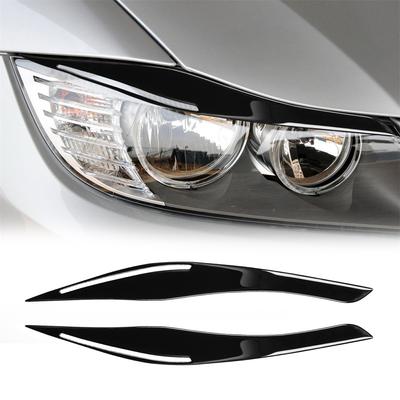 2Pcs Black Headlight Eyelid Eyebrow Trim For BMW 3 Series E90 E91 2009-2011 2012