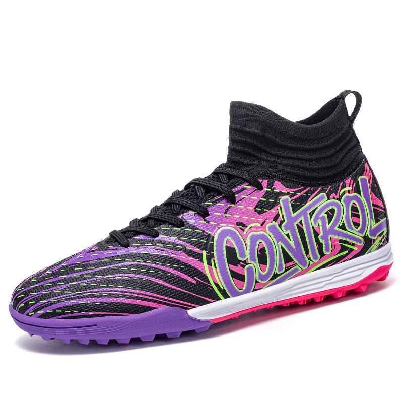 Mens Soccer Footwear  New High Top Anti Slip Wear-resistant FG/TF Court Pro-Quality Competition Training Football Shoes Man