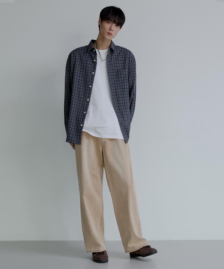 NODU Vintage Loose Fit Multi-Check Shirt [Navy]