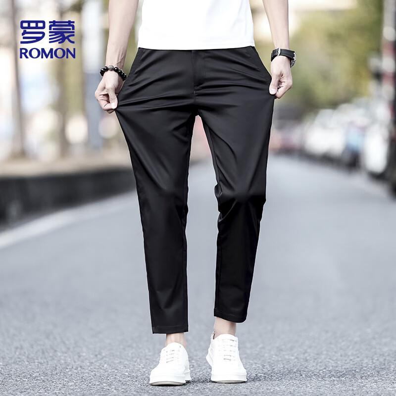 ROMON Men's LL89 Straight-Leg Ice Silk Casual Pants