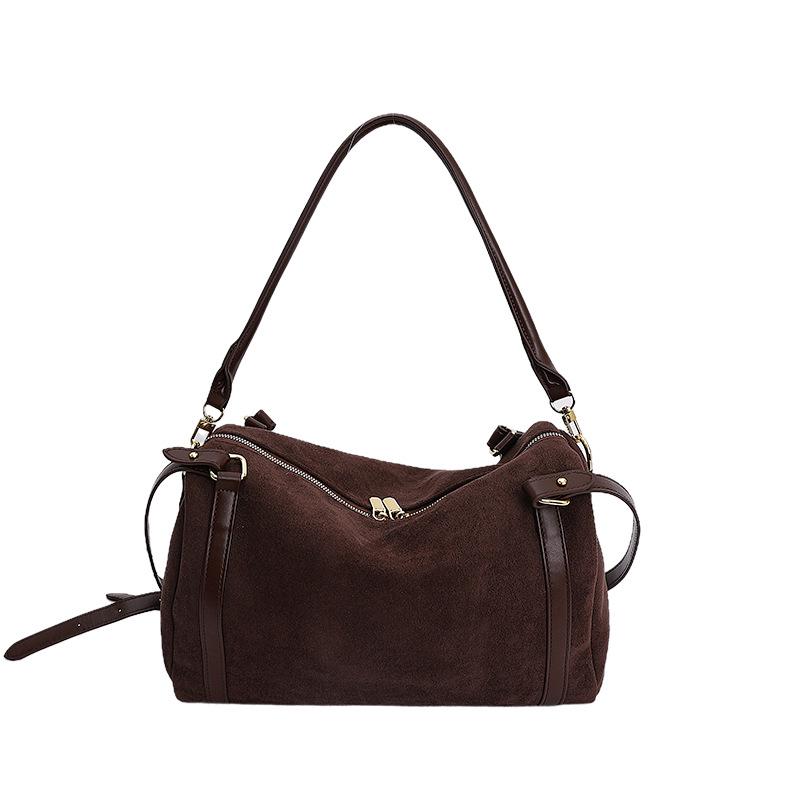 Retro Frosted Boston Women's Large Capacity Tote: Autumn/Winter Shoulder & Crossbody Bowling Bag