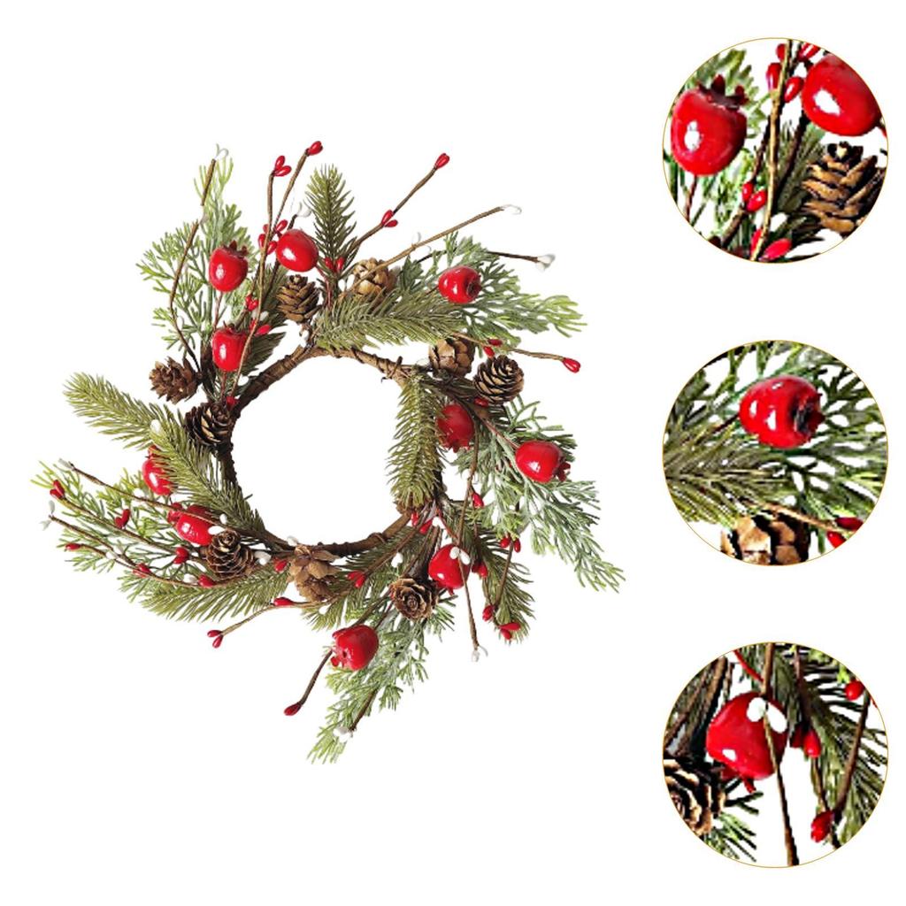 Christmas Candle Ring Wreath Cabinet Wreath for Window Wall Decor Wedding