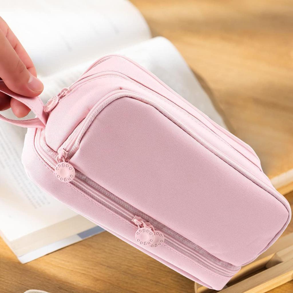 Großes Fassungsvermögen Doppelschichtig Einfarbig Schüler Federmäppchen