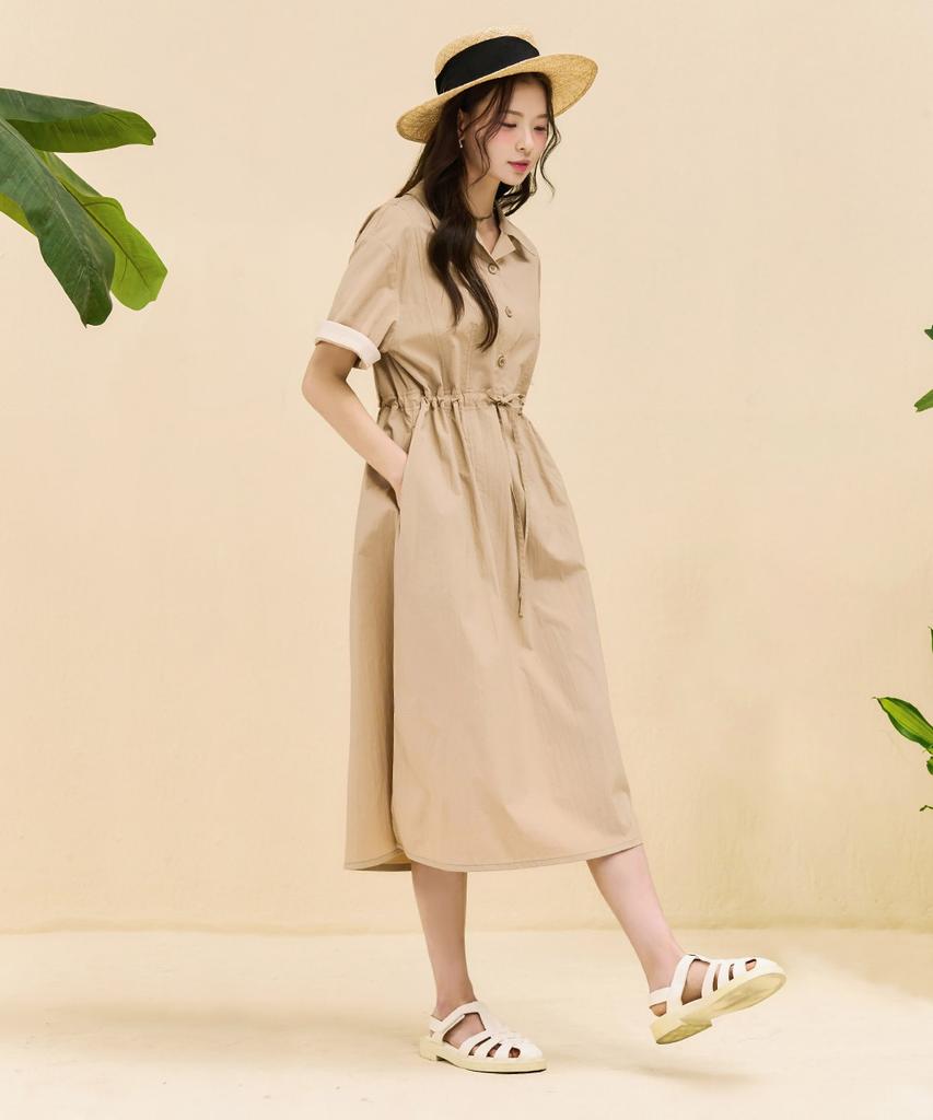 CHASECULT Women'S Open Collar Dress - Beige