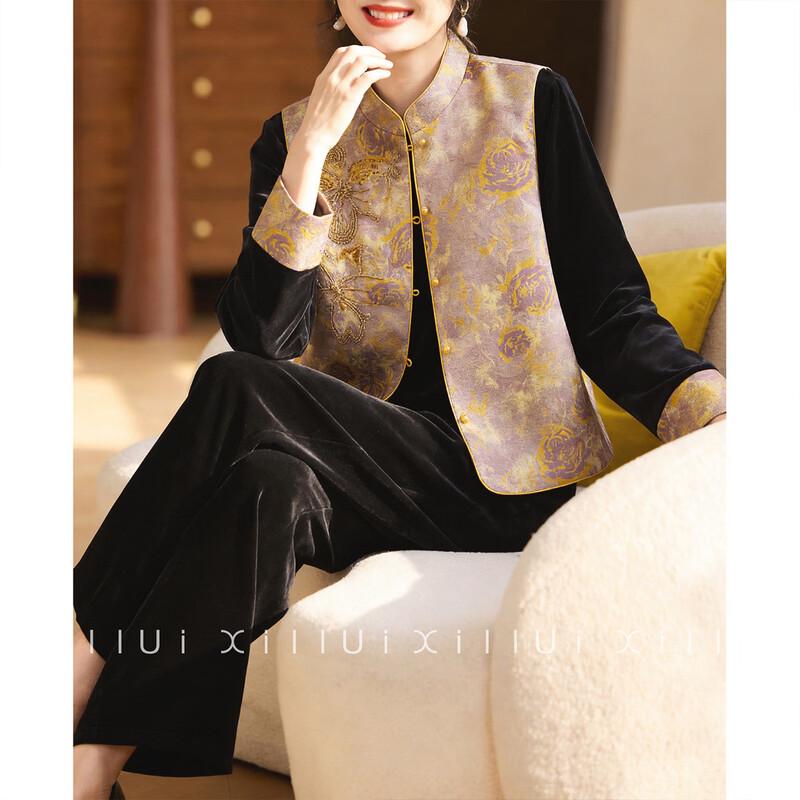 

Elegant New Chinese Style Mother s Vest Three-Piece Set 2XL