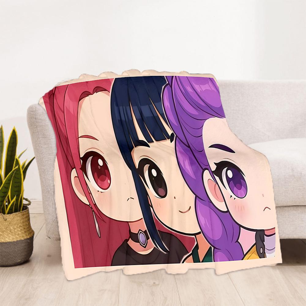 1PC KPop Demon Hunters Outdoor Blanket Lightweight Flannel, Soft & Warm, All-Season Use for Sofa, Outdoor, Camping, Living Room, Office15