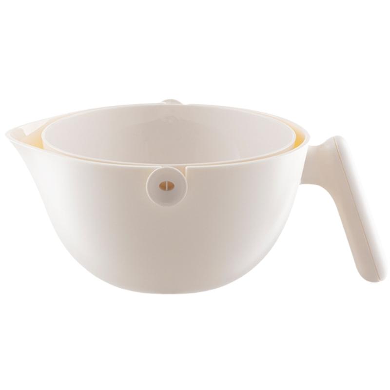 

Multifuntional Double Layered Drain Basket with Handle Washing Basket Dishwasher Safe Washing Bowl for Kitchen Use вершковий/білий