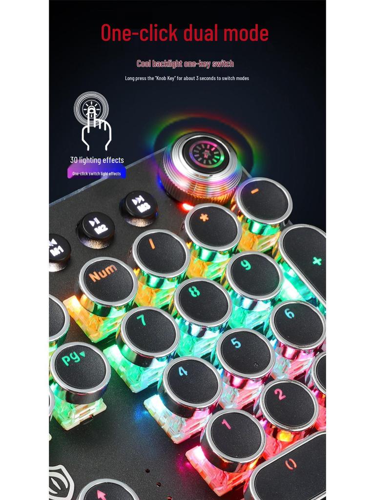 820A Retro Punk Luminous Mechanical Gaming Keyboard