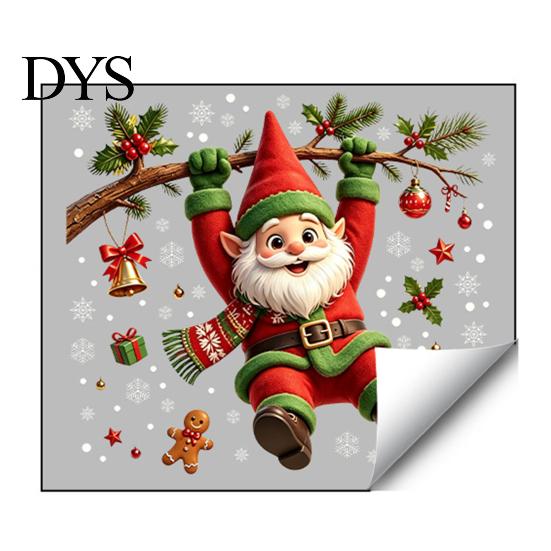 Christmas Window Clings Cute Gnome Static Cling, Removable Decal with Holly Bell Glass Stickers Gingerbread Snowflake, Holiday Decor for Home