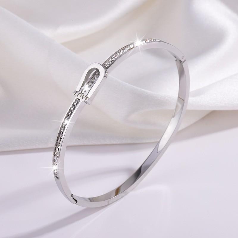 Starry Sky Silver Titanium Steel Bracelet for Women - High-End, Versatile, Full Diamond, Non-Fading Fashion Accessory