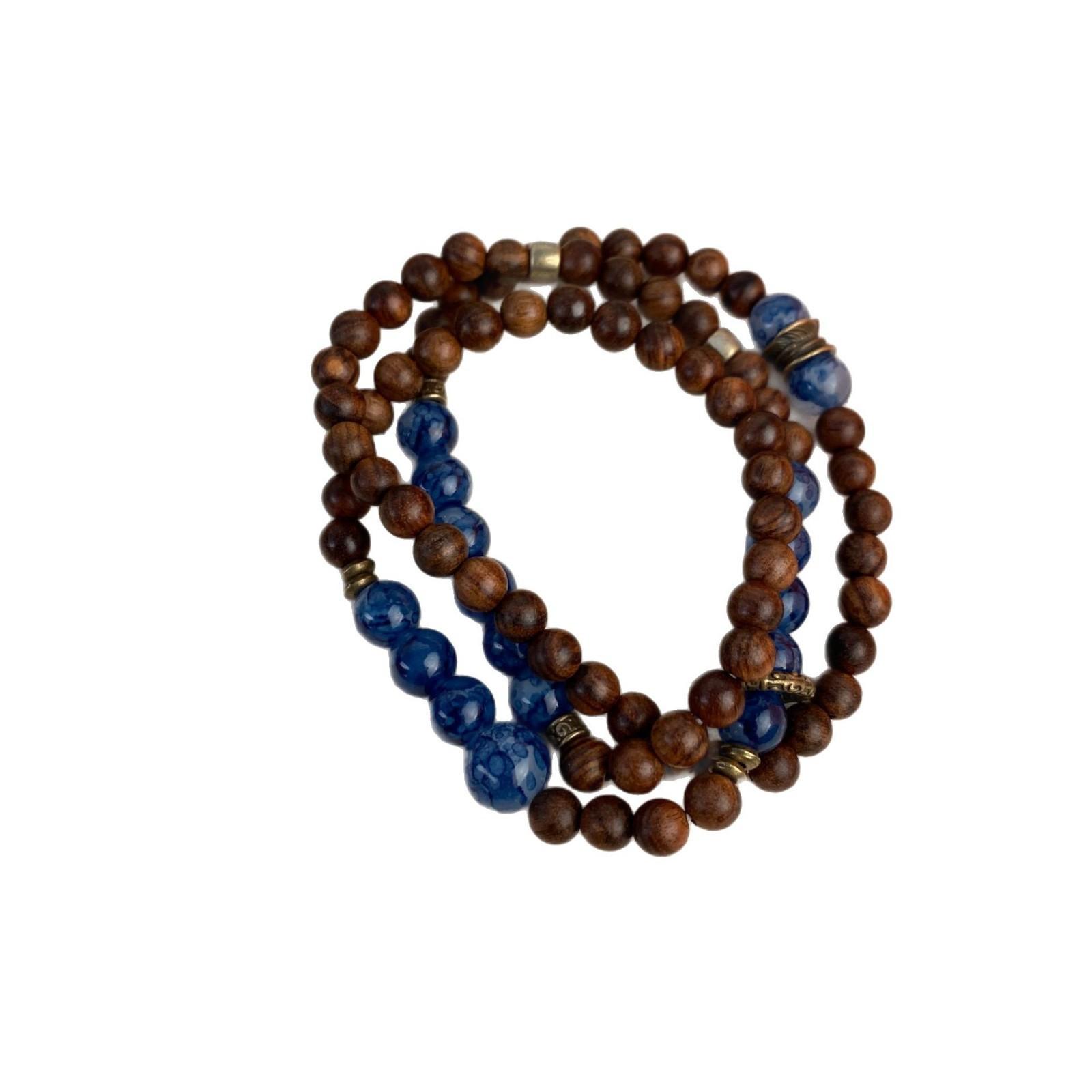 New Chinese double-layer stacked beaded bracelet, ethnic style retro bracelet, niche antique style, personalized versatile jewelry accessories