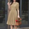 ZANZEA Women Casual Round Neck Summer Short Sleeve Pleated Dress