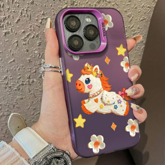 

Sweetheart Pony Apple Phone Case - Compatible with 14, 15 Pro Max, 17 Pro, 16, XS. Hard, Drop-Proof, Available in 11 Colors, Silver. iPhone 14