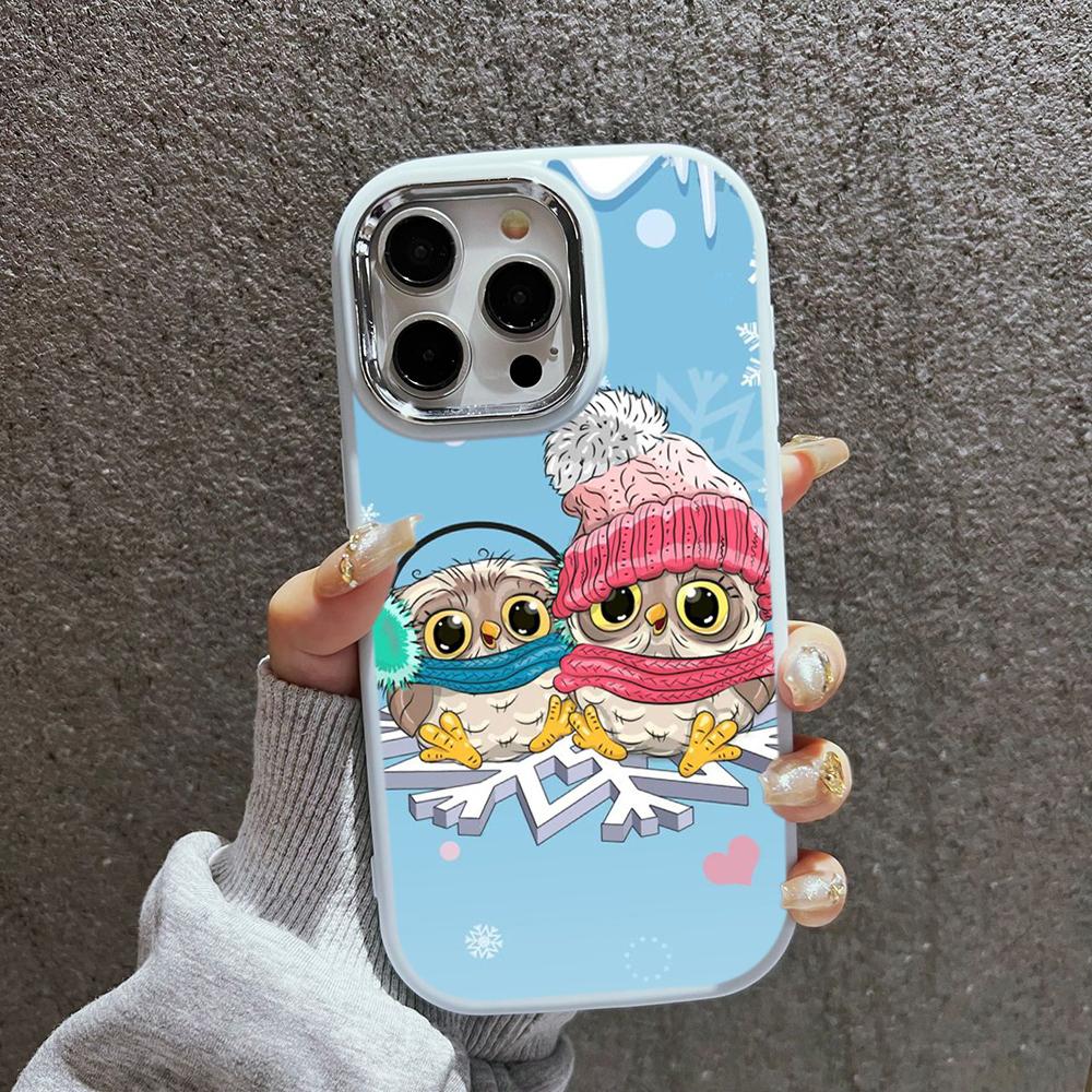 N110 Happy New Year Merry Christmas snowman Soft Phone Cases for iPhone 16Pro Max Xiaomi 11 Lite 5G NE Redmi Plating Frame Camera Protector Back Cover