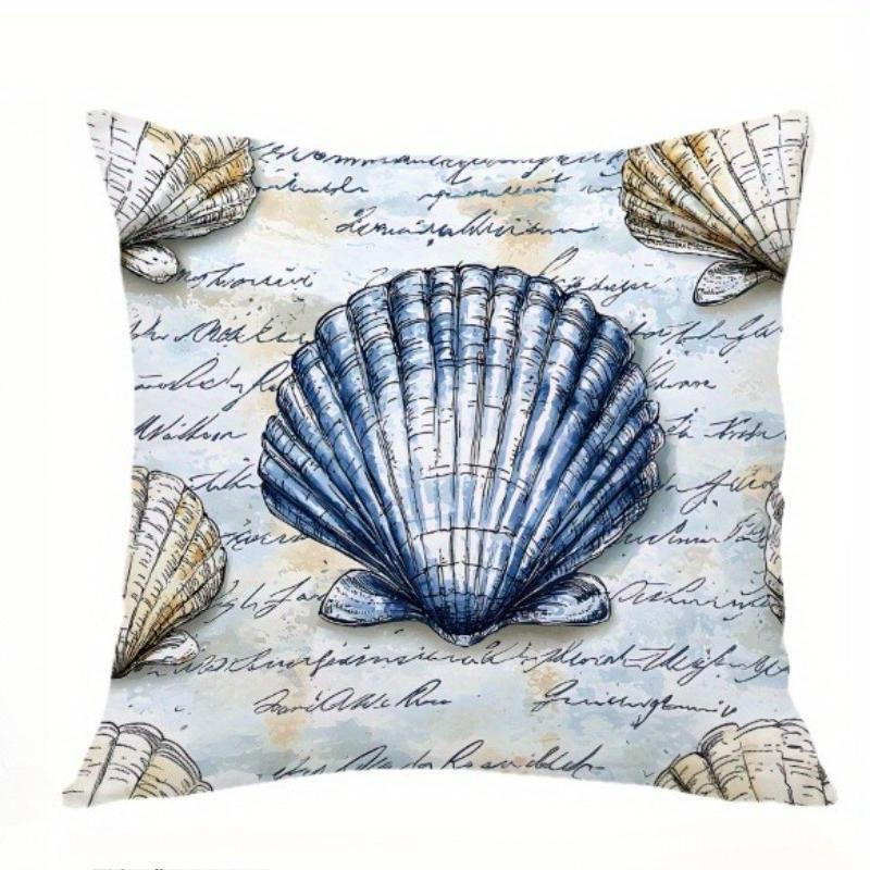 Vintage Starfish Shell Pillow Covers Illustration Pattern Cushion Covers Single Sided Coastal Nautical Decorative Home Decor