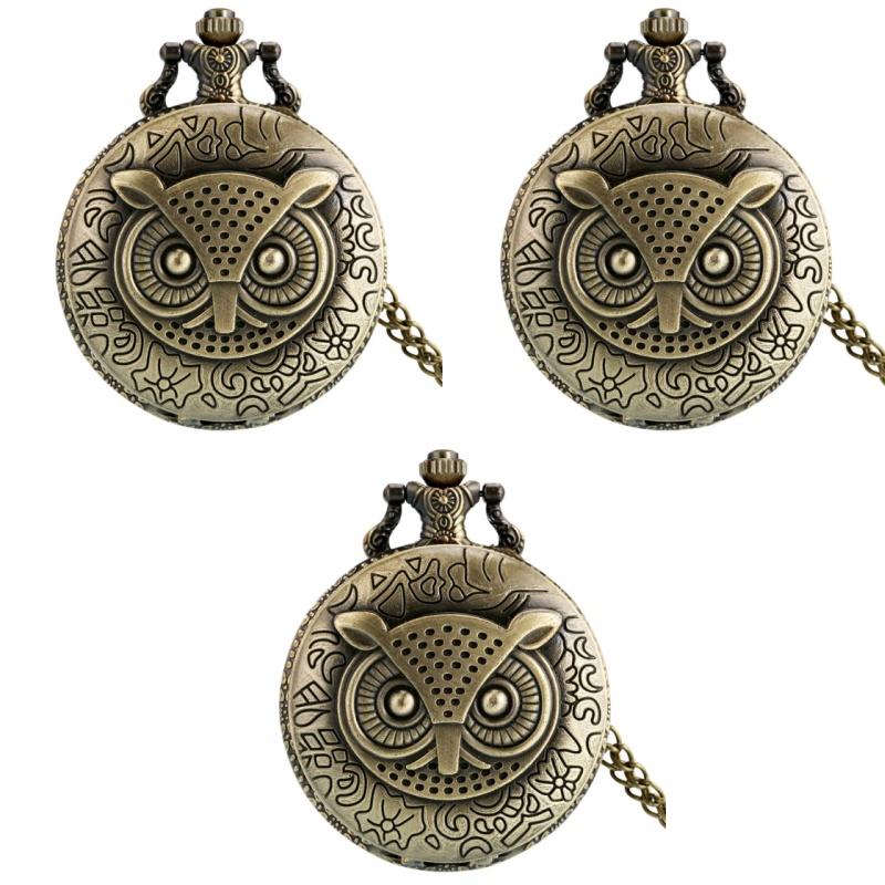 Vintage Bronze Late Sleeping Man Necklace Quartz Pocket Watch Clock Chain Men Women