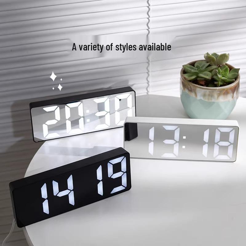 Luminous LED Digital Desktop Clock with Mirror Display and Alarm