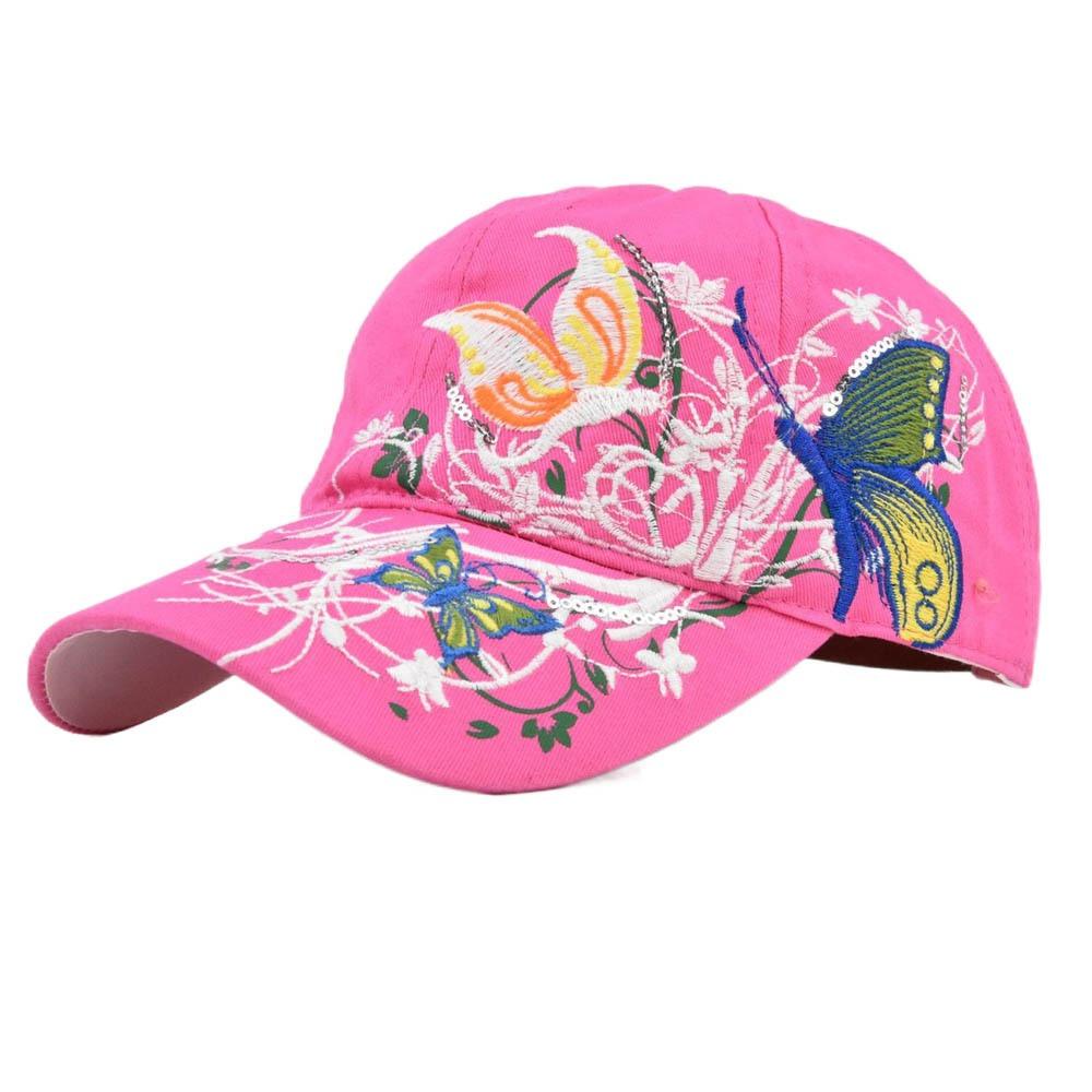 Embroidered Butterfly Baseball Cap Sequin Cotton Baseball Cap Cute Peaked Cap Outdoor