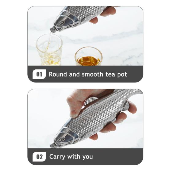 Fiskeformet lommelærke 5 oz Rustfritt stålflaske Lekkasjesikker Sklisikker Lomme-spritflaske for Utendørs Reiser Fiske Camping Fest Drikkeglass