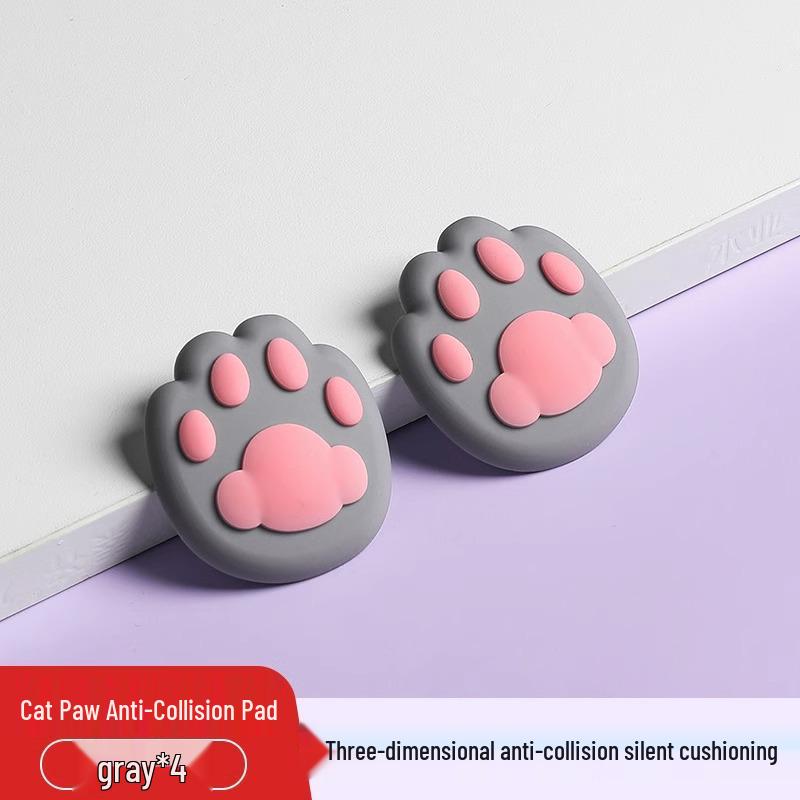 Adorable Cat Paw Silicone Door Handle Cushion Wall Sticker Bumper
