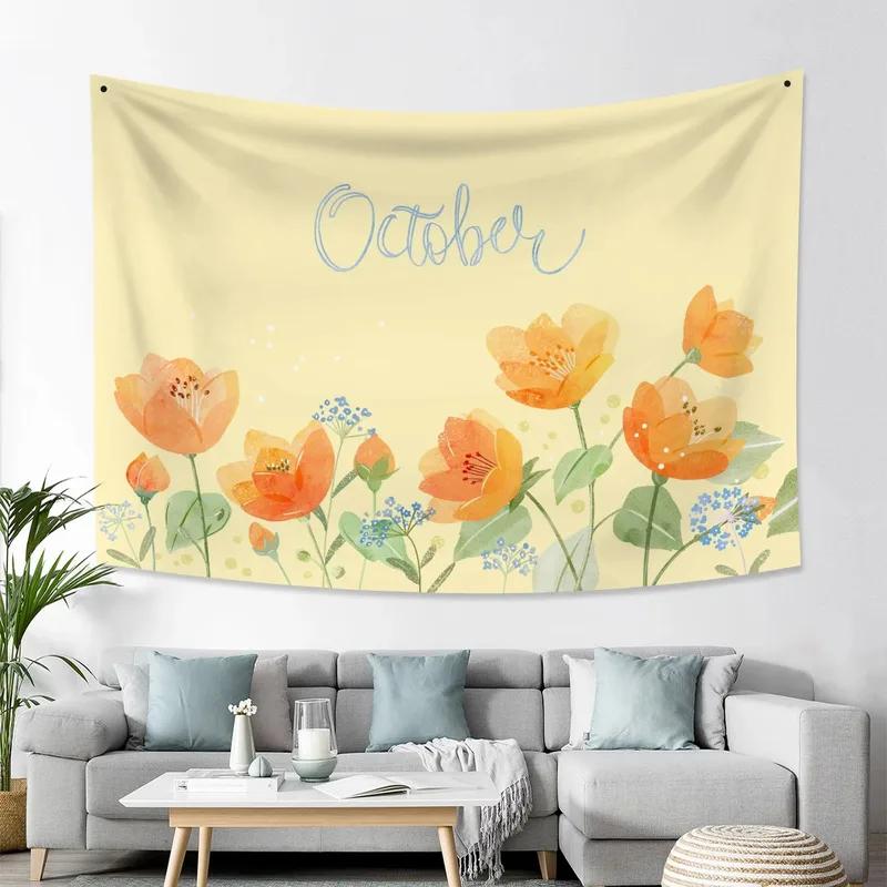 Home Wall Decoration Tapestry Colorful Wildflower Plant Background Hanging Cloth Office Living Room Tapestry