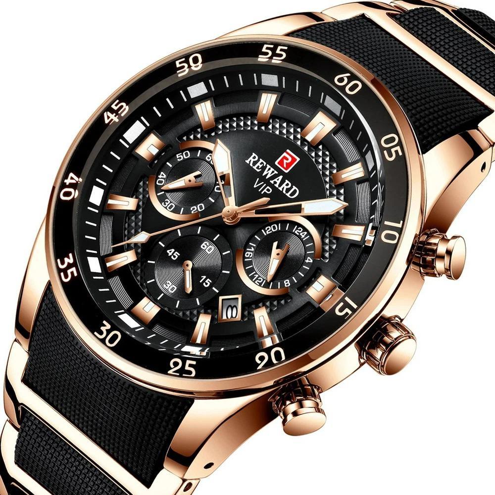 New Sport Watches for Men Fashion Silicone Stainless Steel Quartz Watches Waterproof Chronograph Wrist Watches