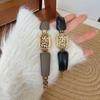 Leopardenmuster Halbarmband Armbanduhr Antik Quadratisch Kleines Zifferblatt Mode