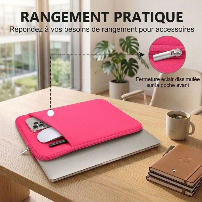 Housse Ordinateur 14" avec Poche et Pochette, pour MacBook Pro/Air Lenovo Surface Pro - Fuchsia