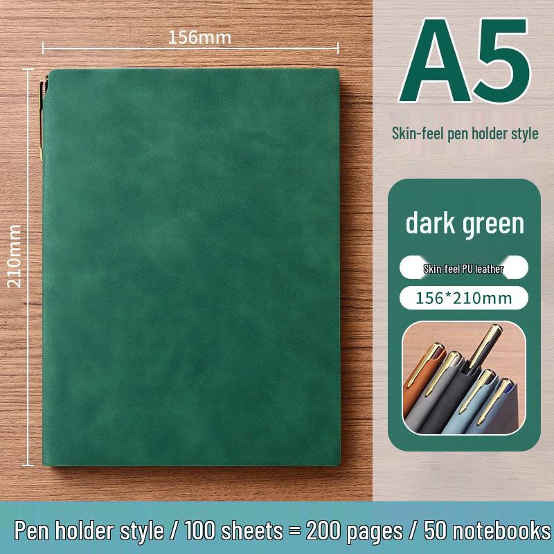 A5 Soft Leather Suede Notebook with Custom Logo - Simple B5 Business Meeting Journal, Large Thick Diary