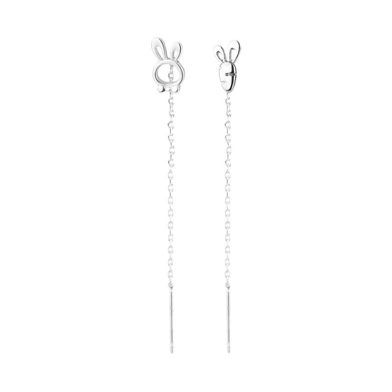 Sweet Asymmetric Rabbit And Carrot Threader Earrings For Women Unique Design Dangle Drop Ear Jewelry Fashion Accessories