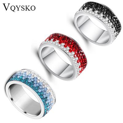 6/7/8/9# rôznych farebných línií Crystal Fashion šperkový prsteň Veľkoobchodný módny prsteň z nehrdzavejúcej ocele pre ženy
