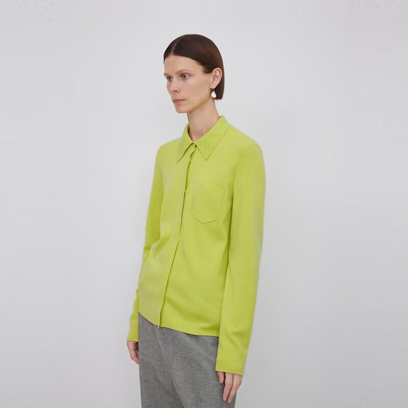 

LESS Women s Polo Collar Merino Wool Knit Cardigan M