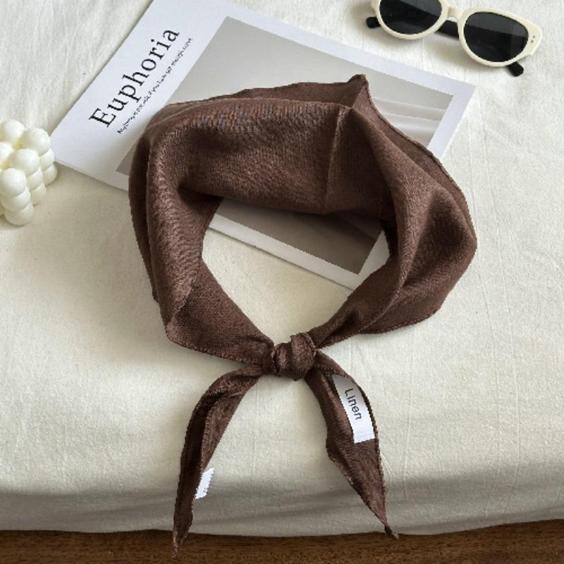Women's Cotton and Linen Headscarf Hairband Double-sided Triangle Scarf Silk Scarf Baby Scarf Plaid All-match Spring and Autumn