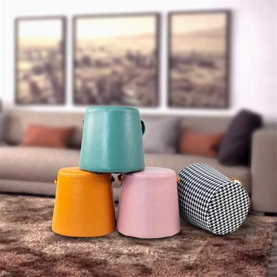 Hahnentritt Ottoman: Luxuriöser Massivholz Hocker für Wohnzimmer