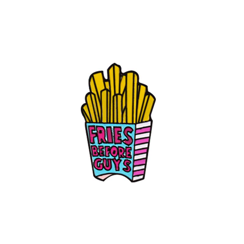 Cartoon Fast Food Brooch Sushi Ice Cream Donut Hamburger Fries Enamel Pin Denim Shirt Collar Label Pins Badge Kids Jewelry Gift