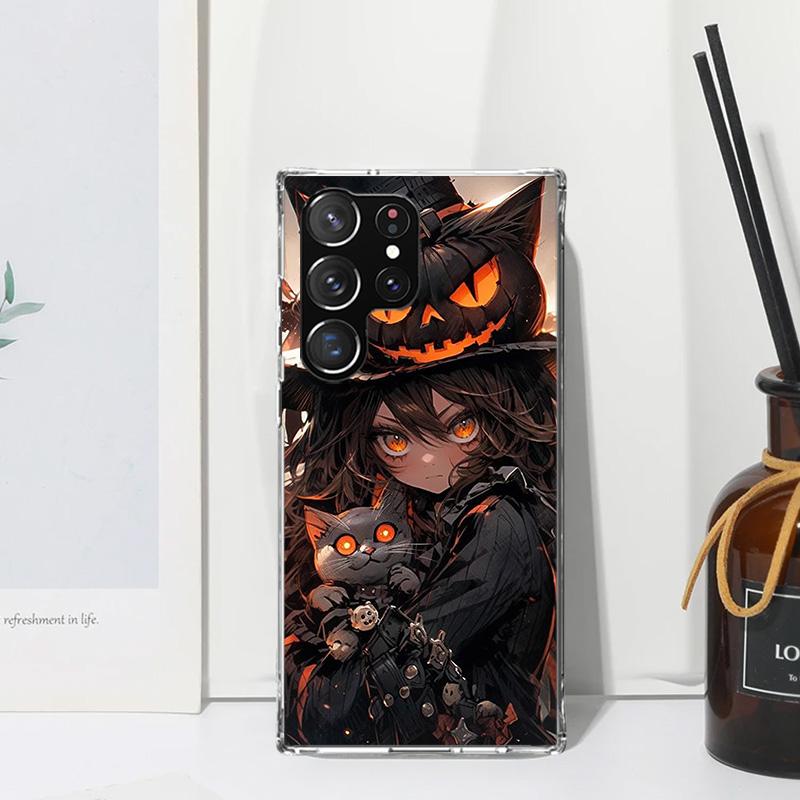 Kitten Cat Christmas Pumpkin Phone Case For Samsung Galaxy S25 S24 S23 S22 Ultra S21 FE S20 Plus S10 + S10E Art Fundas Back Cove
