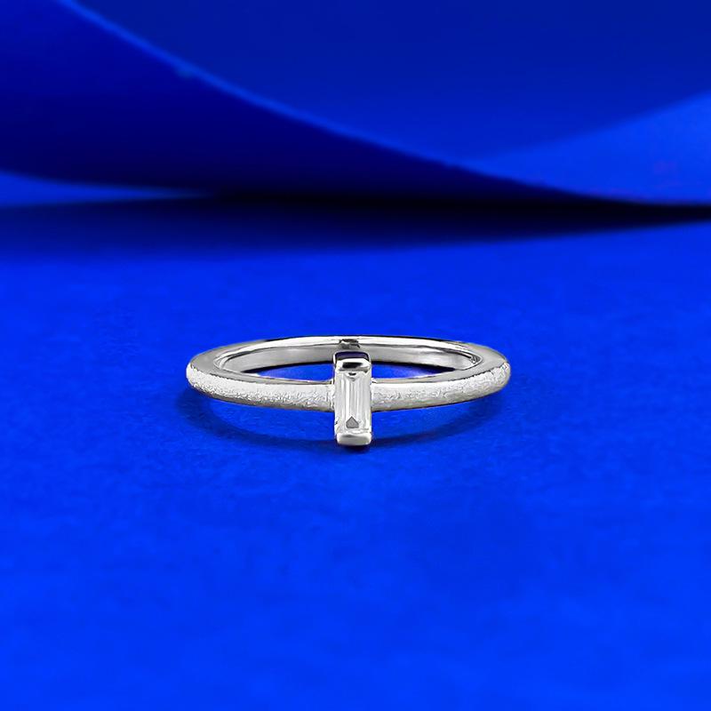 Xian Can 2025 Exquisite Small Brushed S925 Silver 2*4 Square Sugar Ring - Vintage Style Size 7