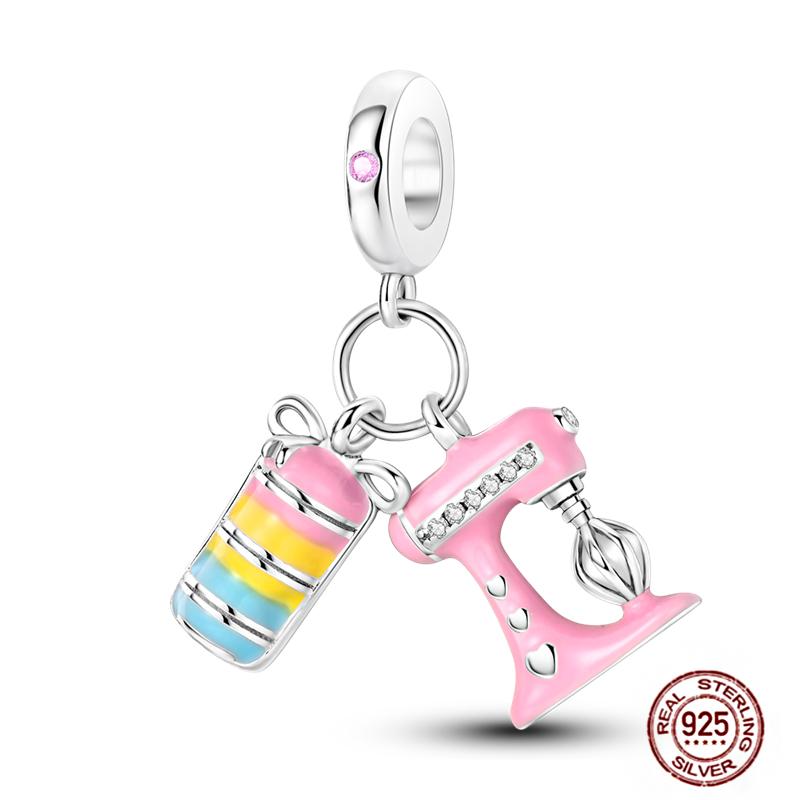 Charms Plata De Ley 925 copper Original Devil's Eye Perfume Bottle Bow Silicone Spacer Beads Women Bracelet DIY Zircon Pendants