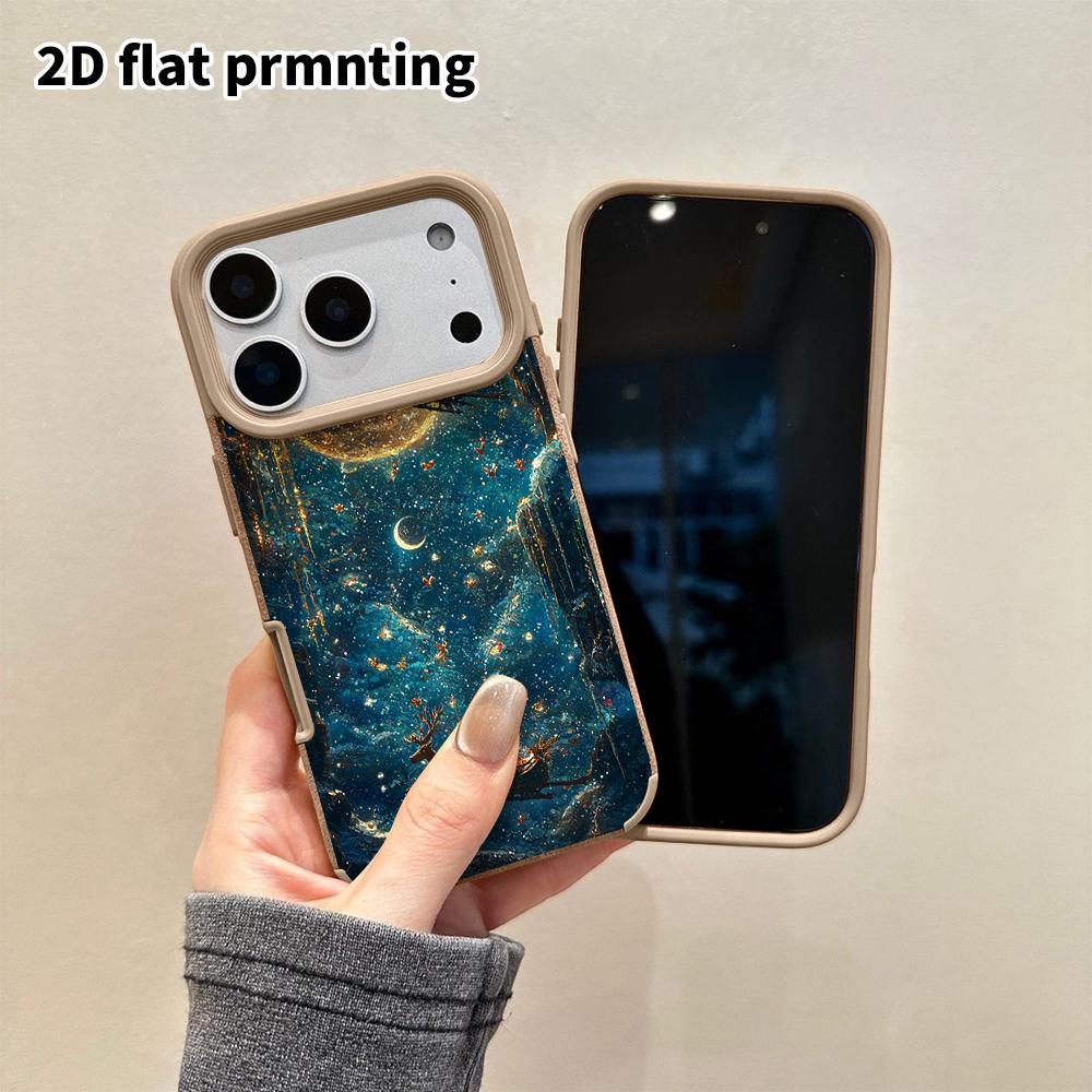 Phone Case: 2D flat lambskin suitable for iPhone 18 17 16 15 14 13 Pro protective case, Christmas sleigh, Christmas and Halloween gifts