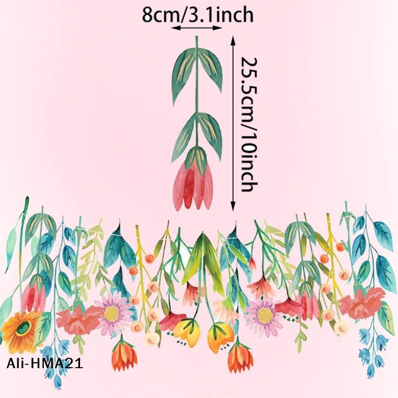 Colorful DIY Spring Flower Birthday Party Banner For Kids Classroom Decor Long Leaf Floral Happy Birthday Party Backdrop