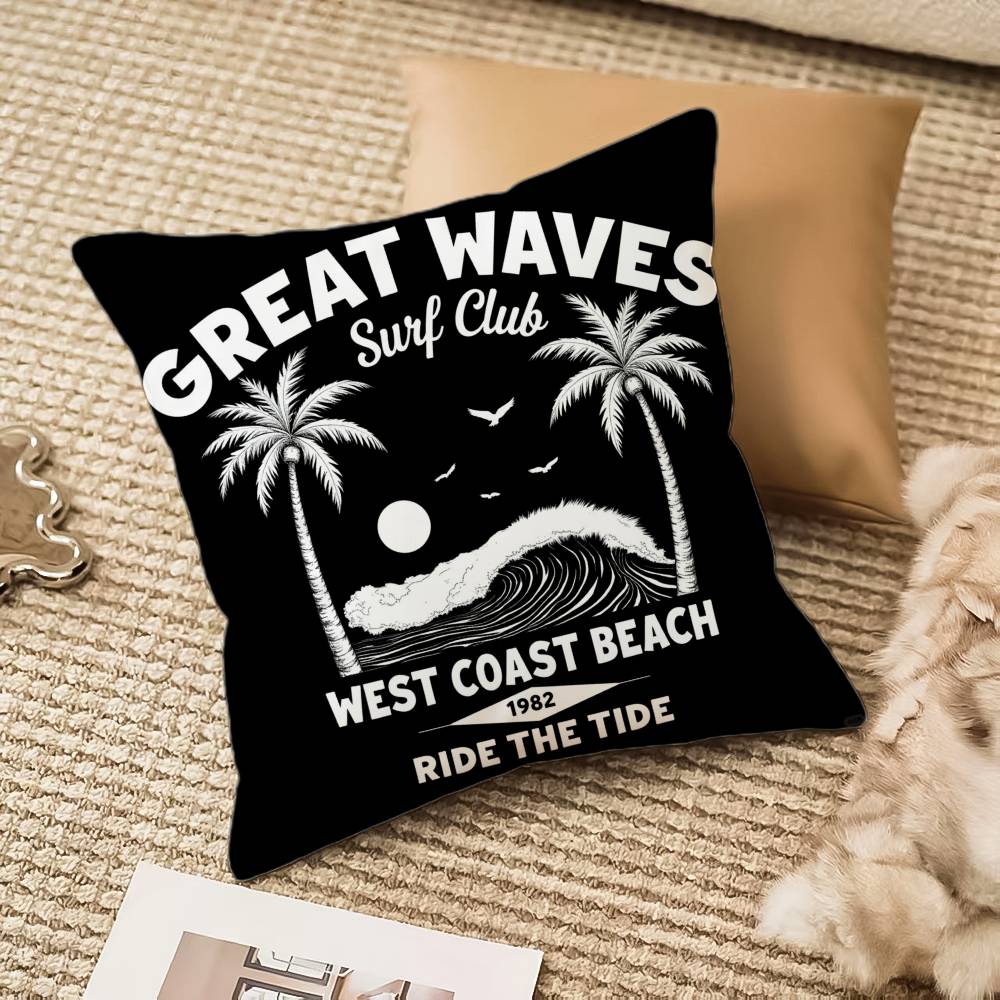 American Vintage Print Pillow Case Anti-dustmite Invisible Zipper Sofa Bed