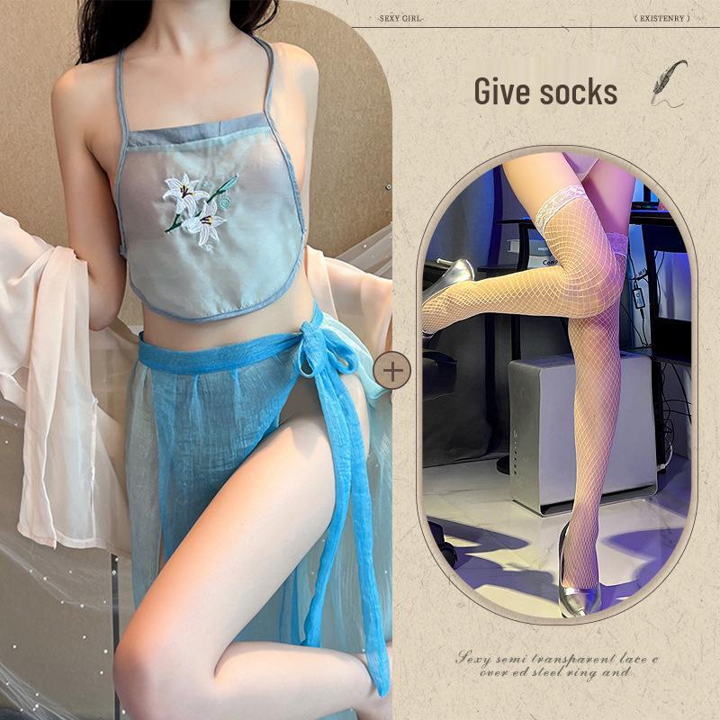 Σέξι Κεντημένο Σετ Εσωρούχων & Πειρασμού σε Στυλ Hanfu