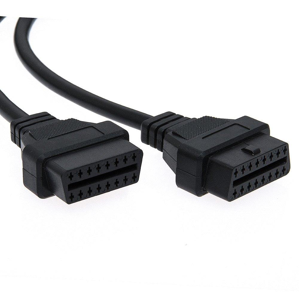 CarAngels 16PIN Extension 2 Splitter Cable 50cm Harness 2 Port L-Shape for OBD2