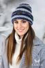 Muscari Women' Winter Hat Striped With Sequins Jeans Color