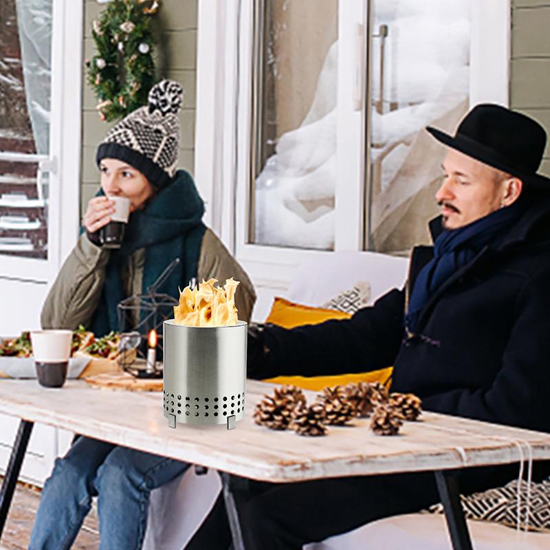 1PC Tabletop Fire Pit Mini Outdoor Portable Gases Heater Stoves With Stand Stainless Steel Camping Stove Equipments Outdoor